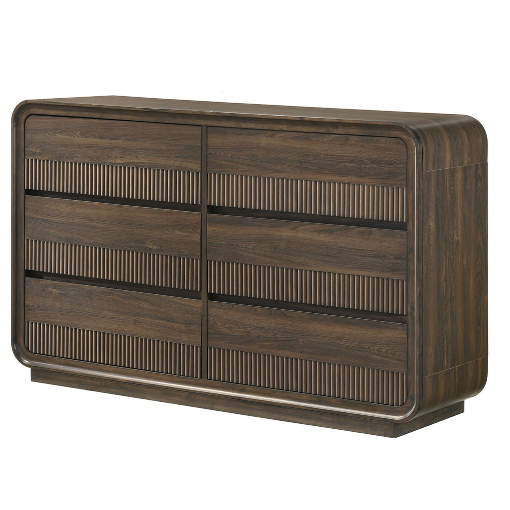 Flair Rounded Edges 1 Piece Dresser, 6 Drawer Storage Bedroom Furnitur