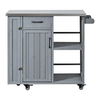 Outdoor Kitchen Island Prep Station With Lockable Wheels, Ample Storage, Towel & Spice Racks