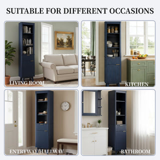 Tall Bathroom Storage Cabinet With Adjustable Shelves And 1 Drawer & Door