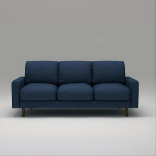 3 Seater Sofa With Loose Back Cushions And Accent Pillows For Living Room - Dark Blue