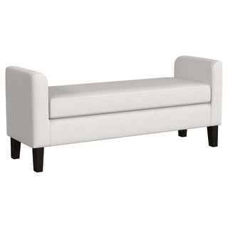 Hollis - Upholstered Accent Bench With Armrests Seating - Vanilla White