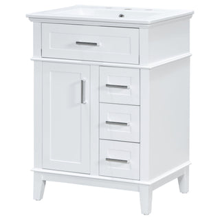 Modern Bathroom Vanity With Sink, Flip Drawer & 3 Drawers, Soft Close Hinges, Adjustable Shelf