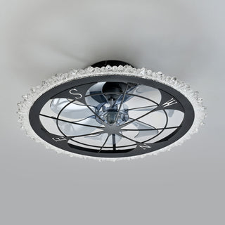 21" Caged Ceiling Fan With Dimmable LED Light And Remote Control, Low Profile Flush Mount Fan - Matte Black