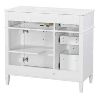 Bathroom Vanity With Sink, 4 Drawers, 2 Doors