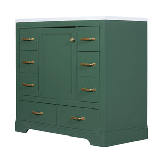 Modern Bathroom Vanity With Sink, 6 Drawers, Adjustable Shelf