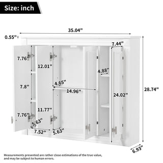 Wall Mounted Medicine Cabinet With Adjustable Shelf - White