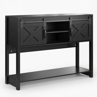 Farmhouse Entryway Table With Sliding Barn Door