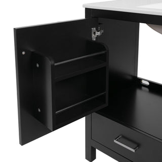 Bathroom Vanity With Sink, Soft Close Doors, Double Shelves & Divided Drawer