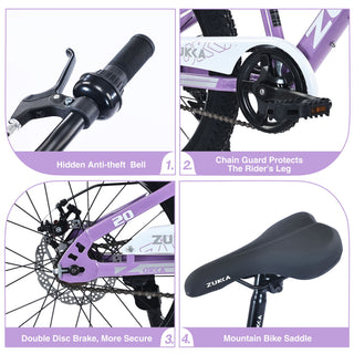 Zukka - 20" Mountain Bike With Adjustable Saddle And Suspension Fork