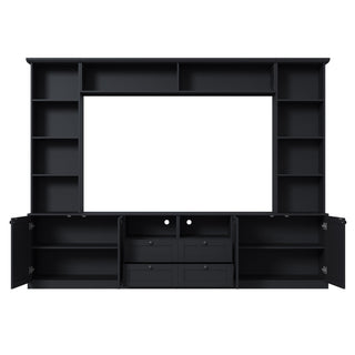 Farmhouse Elegant Entertainment Center Wall Unit With 4 Drawers