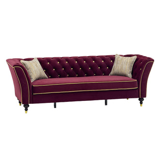 3 Person Sofa With Deep Seat, Tufted Backrest