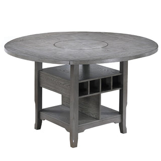 Contemporary Counter Height Dining Set With Built In Lazy Susan