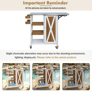 Foldable Outdoor Kitchen Island With Storage Cabinet
