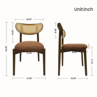 Rattan Side Dining Chairs For Kitchen (Set of 2)