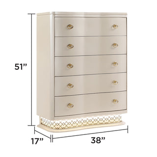 Flora - 5 Drawer Chest With Vertical Storage, LED Lighting - Champagne