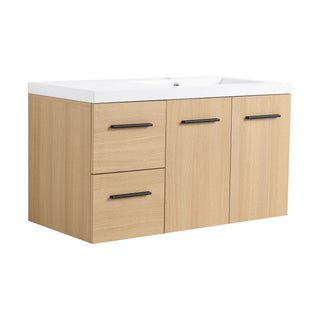 Wall Mounted Floating Bathroom Vanity With Sink, Door & Drawers Modular Cabinet