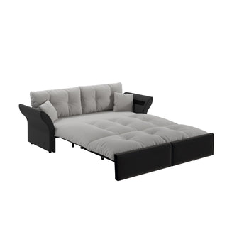 Queen Pull Out, 3 In 1 Convertible Sleeper Tufted Sofa & 2 Soft Pillows