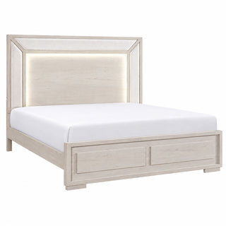 Ciara - King Bed With LED Panel Headboard, Low Profile Design - Beige