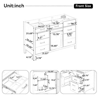 46.5" Modern Bathroom Vanity Cabinet Only, Soft Close Door & 6 Drawers - White