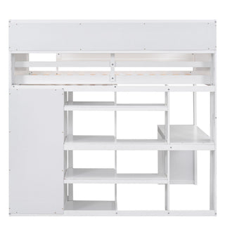 Loft Bed With Built In Desk, Storage Shelves, And Wardrobe