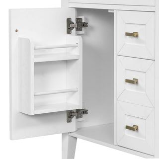 Bathroom Vanity With Sink, 3 Drawers & Cabinet With 2 Tier Door Storage Rack, Soft Close Doors & Drawers
