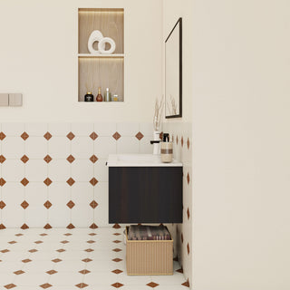 Wall Mounted Floating Bathroom Vanity With Open Shelf & Soft Close Door