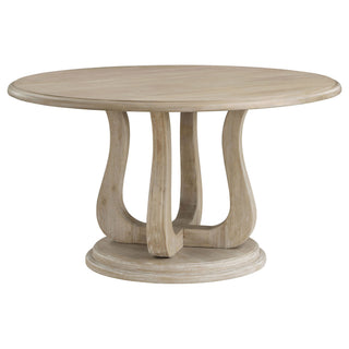 Rodota - 5 Piece Round Dining Table Set With Upholstered Chairs - White Washed