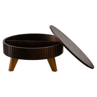 Round Retro Coffee With Solid Wood Legs