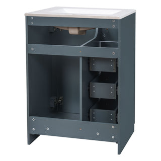 Bathroom Vanity With Integrated Sink, Rectangular Cabinet With 1 Door And 3 Drawers