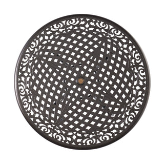 Tranquilius - Outdoor Round Dining Table With Lattice Tabletop, Umbrella Hole And Curved Legs