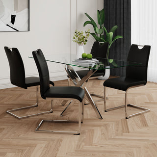 Modern Dining Chairs With Padded Seat And Metal Legs
