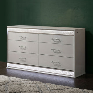 Glam - 6 Drawer Dresser With LED Lighting (Includes Dresser Only) - White