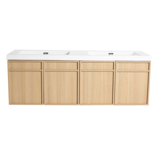 Wall-Mounted Bathroom Vanity With Resin Sink And Soft Closing Doors