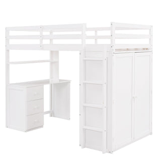 Loft Bed With Drawers, Desk, And Wardrobe