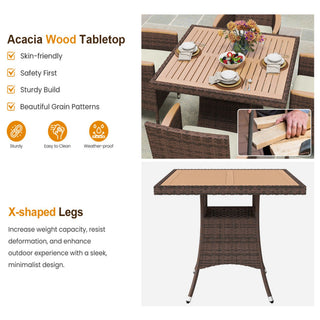 All-Weather Square Rattan Patio Dining Table