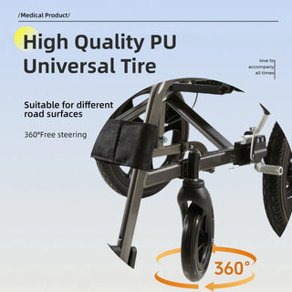 Lightweight Foldable Transport Wheelchair For Adults, Square Tube Design