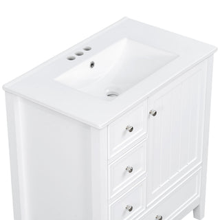 Modern Bathroom Vanity With Sink, 1 Cabinet & 3 Drawers
