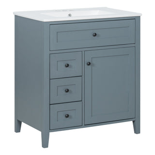 Bathroom Vanity With Sink, 3 Drawers And Adjustable Shelf, Freestanding Storage Unit