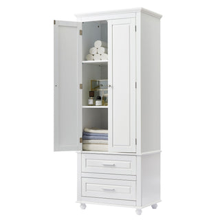 Tall Storage Cabinet With 2 Drawers For Bathroom