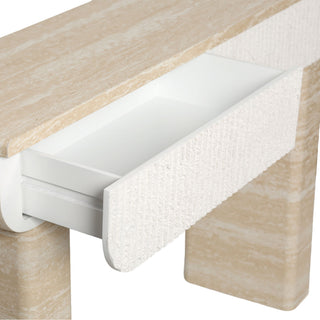 Entryway Table With 2 Hidden Handle Drawers For Entrance - Beige / Yellow