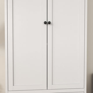 Pantry Cabinet With 2 Drawers, Freestanding Kitchen Storage Cabinet With Adjustable Shelves, Heavy-Duty Organizer For Spices, Dishware, Small Appliances - White