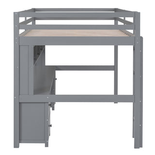 Loft Bed With Desk, Cabinets, Drawers, Charging Station And Bedside Tray
