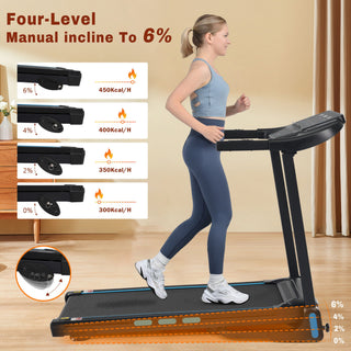 3.5Hp Hydraulic System Auto Foldable Treadmill With Incline, Heart Rate Sensors, Type C & USB Charge, Bluetooth Speaker - Black