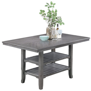 Dining Table 2 Shelves, Counter Height For Dining Room - Gray