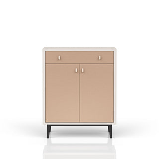Bar Cabinet With Large Storage - White / Pecan