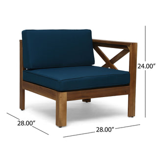Radiat 5 Piece Outdoor L Shaped Sof Set With Coffee Table And Water Resistant Cushions - Teak