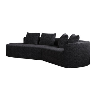 Upholstered Oversized Sectional Sofa, 4 Seater Extra Deep & Wide Seat Curved Cloud Couch With 4 Throw Pillows, Free Combination Living Room - Black