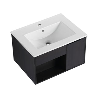 Wall Mounted Floating Bathroom Vanity With Open Shelf & Soft Close Door
