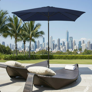 Rectangular Patio Umbrella With Crank Tilt, Polyester UV-Resistant Canopy