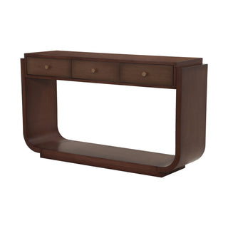 Console Table With 3 Drawers, Display Shelf, Curved Legs - Walnut